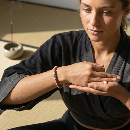 Unisex Wellness Bracelet Stones With Metal Accents