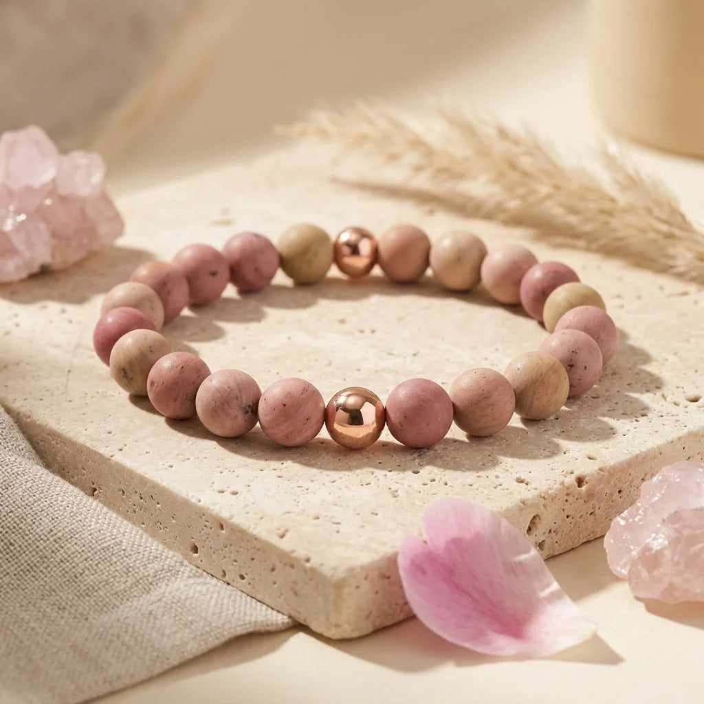 Unisex Wellness Bracelet Stones With Metal Accents