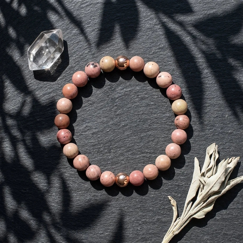 Unisex Wellness Bracelet Stones With Metal Accents