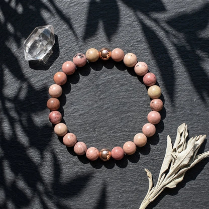 Unisex Wellness Bracelet Stones With Metal Accents