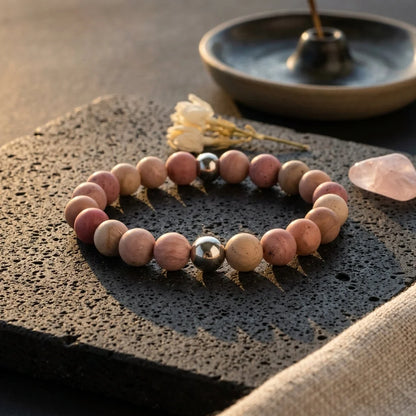 Unisex Wellness Bracelet Stones With Metal Accents