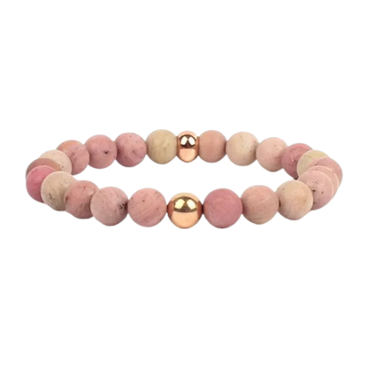 Unisex Wellness Bracelet Stones With Metal Accents - Gold / Bead Diameter: 8mm