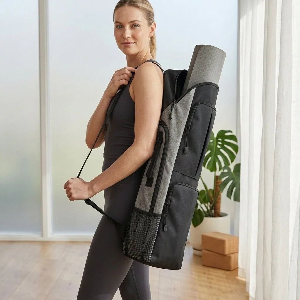 Waterproof Rucksack Yoga Duffel With One Shoulder Strap - Grey / 28x11x68 cm