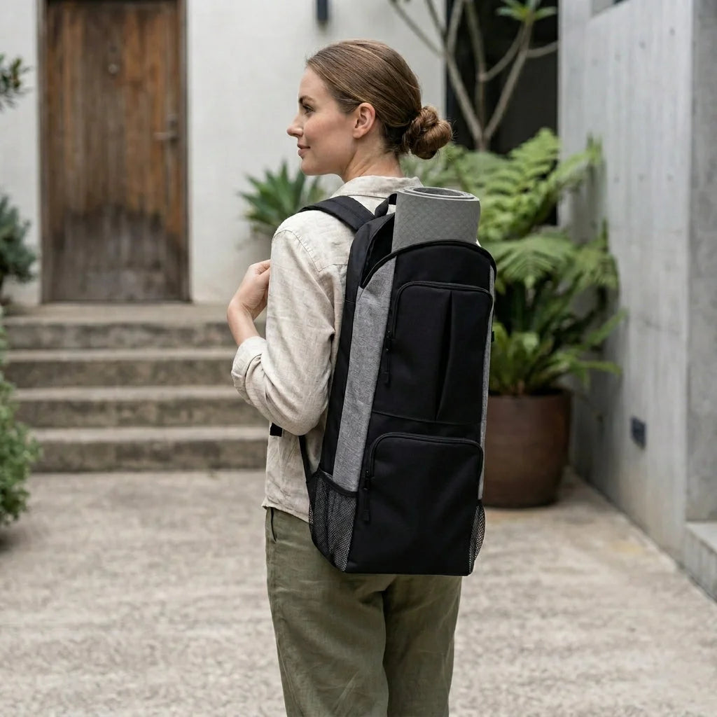 Waterproof Rucksack Yoga Duffel With One Shoulder Strap - Grey / 28x11x68 cm