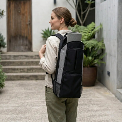 Waterproof Rucksack Yoga Duffel With One Shoulder Strap - Grey / 28x11x68 cm