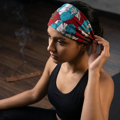 Wide Boho Headbands With Floral Print For Women