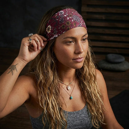 Wide Boho Headbands With Floral Print For Women