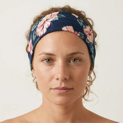 Wide Boho Headbands With Floral Print For Women
