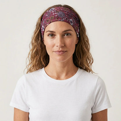 Wide Boho Headbands With Floral Print For Women
