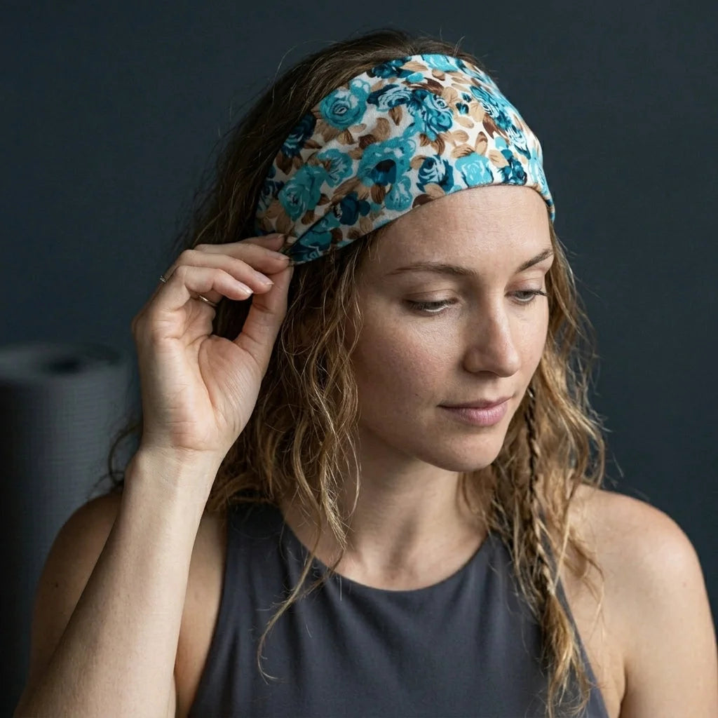 Wide Boho Headbands With Floral Print For Women