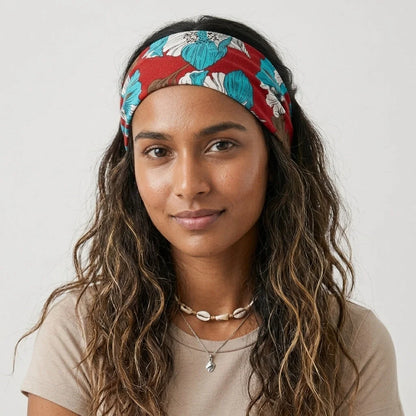 Wide Boho Headbands With Floral Print For Women