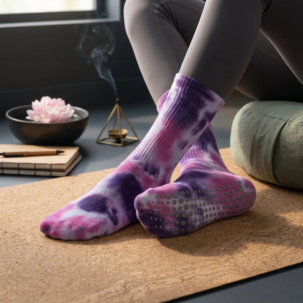 Woman Yoga Socks With Tie Dye And Non Slip Grip