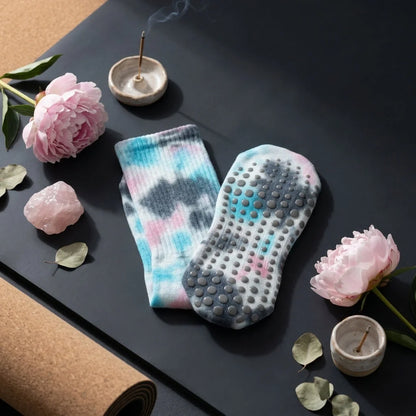 Woman Yoga Socks With Tie Dye And Non Slip Grip