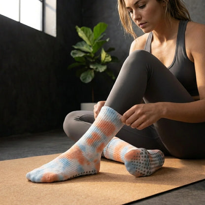 Woman Yoga Socks With Tie Dye And Non Slip Grip