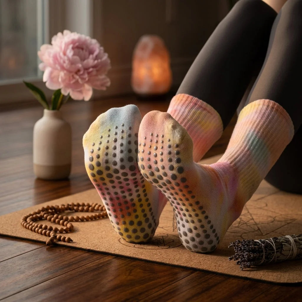 Woman Yoga Socks With Tie Dye And Non Slip Grip
