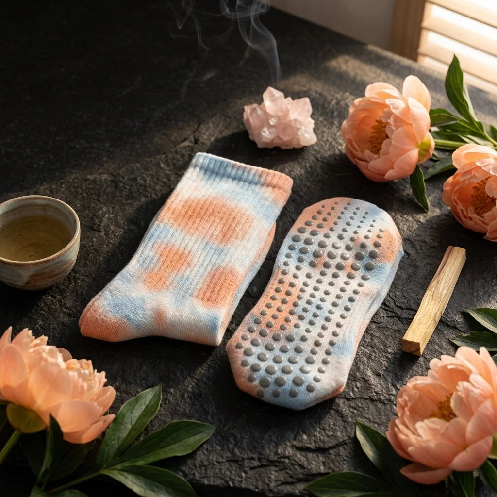 Woman Yoga Socks With Tie Dye And Non Slip Grip