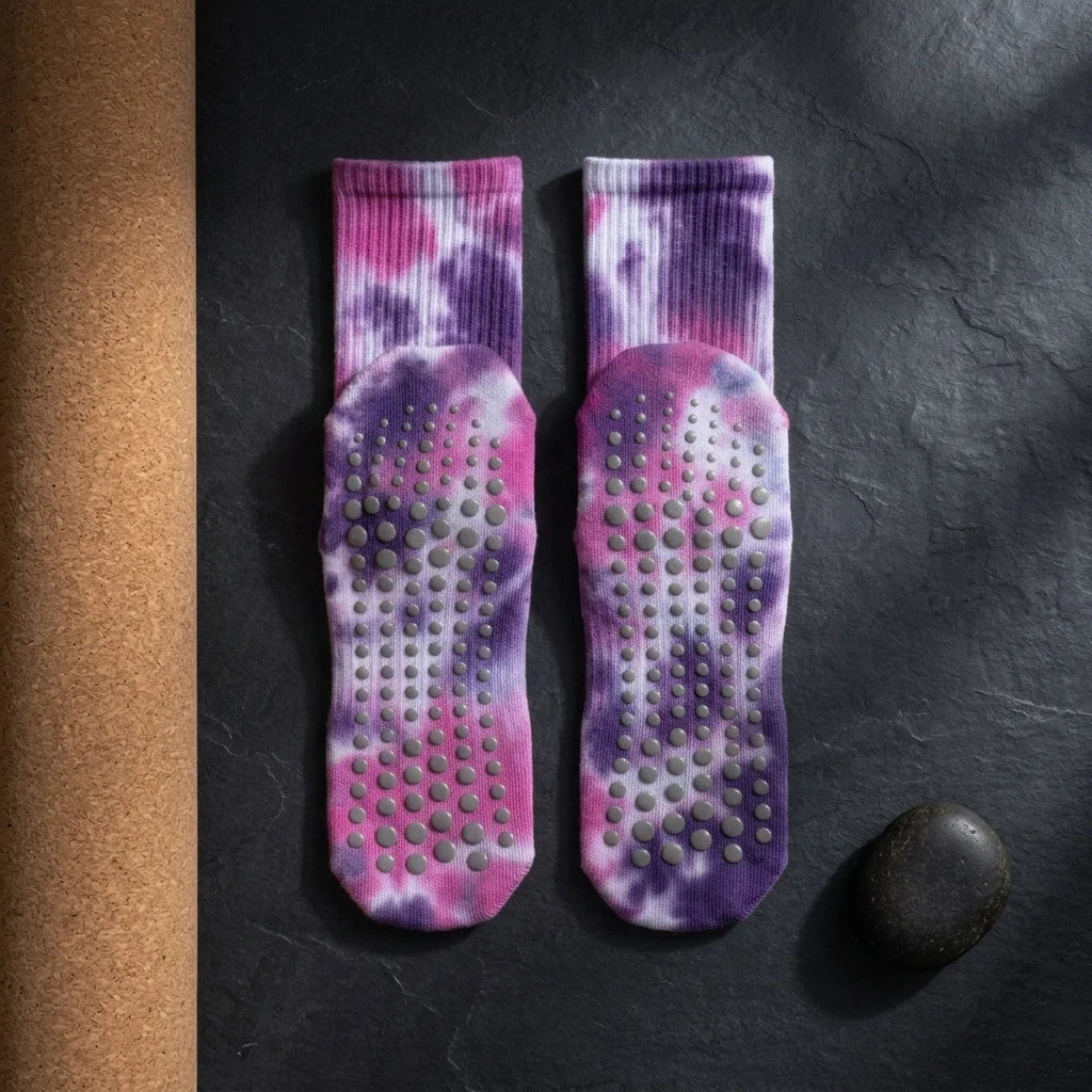 Woman Yoga Socks With Tie Dye And Non Slip Grip