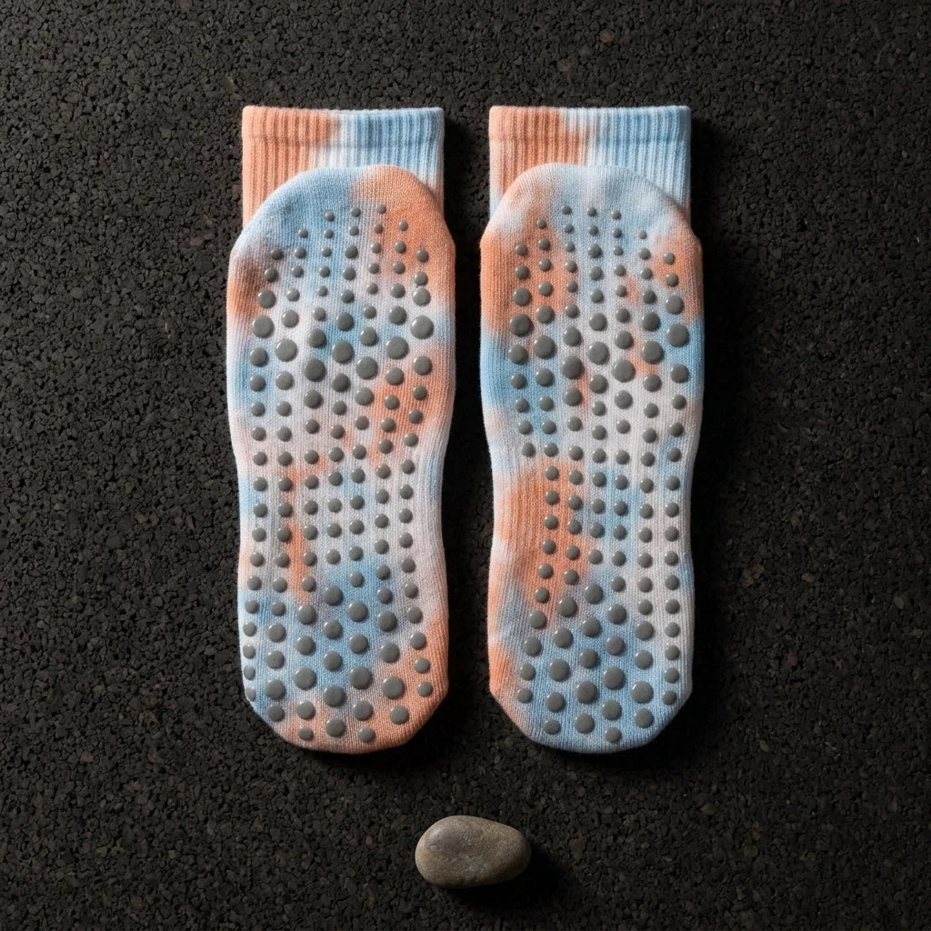 Woman Yoga Socks With Tie Dye And Non Slip Grip