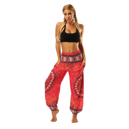 Womens Boho Pants With High Waist And Pocket Comfort