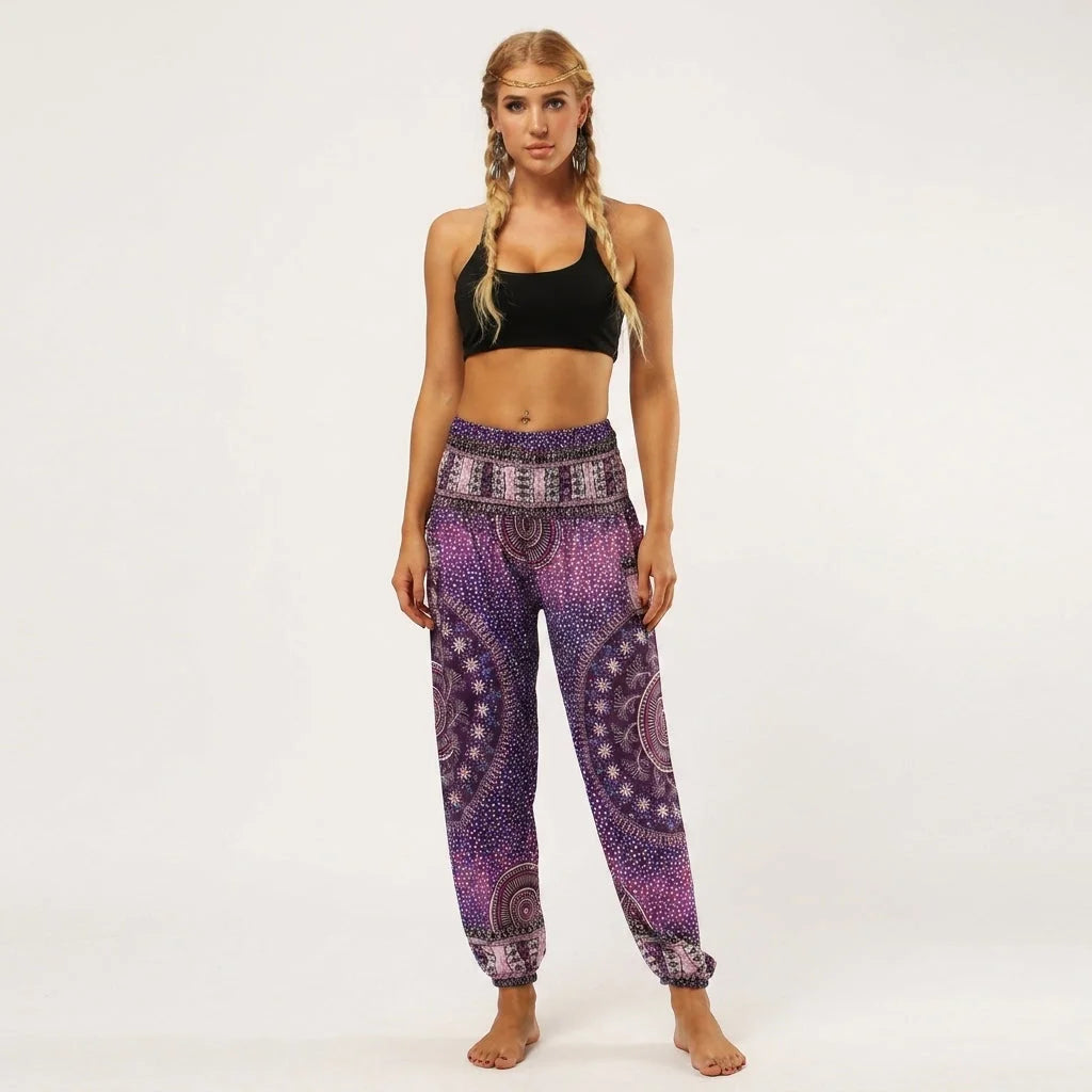 Womens Boho Pants With High Waist And Pocket Comfort