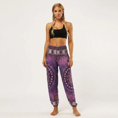 Womens Boho Pants With High Waist And Pocket Comfort