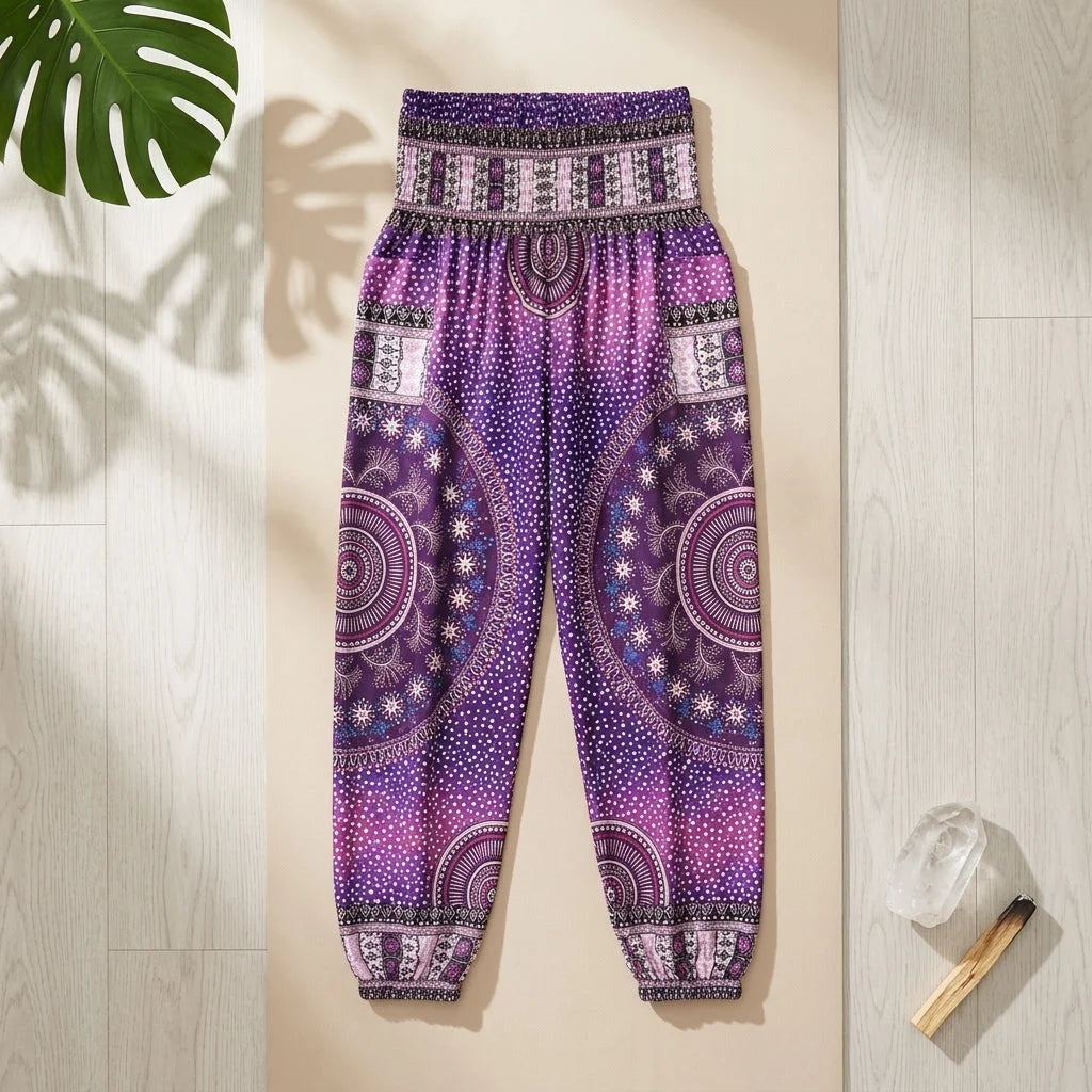 Womens Boho Pants With High Waist And Pocket Comfort