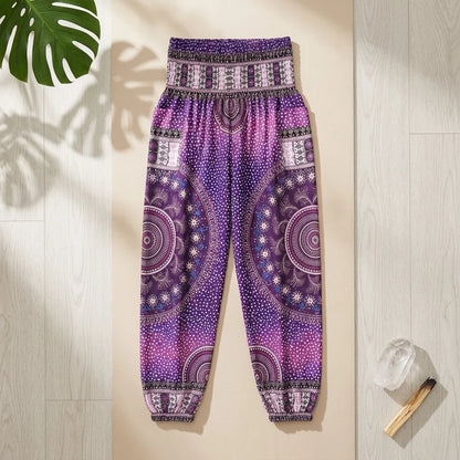 Womens Boho Pants With High Waist And Pocket Comfort