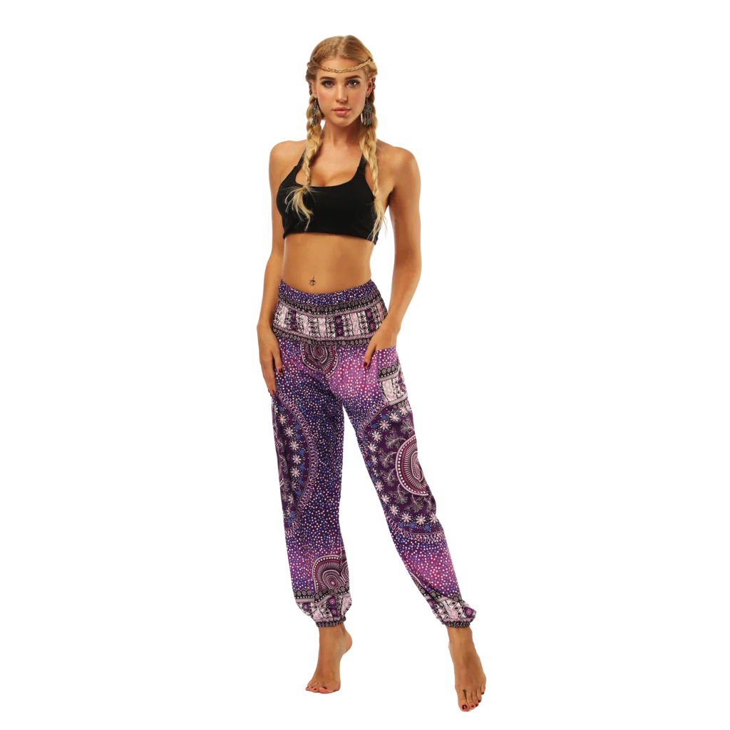Womens Boho Pants With High Waist And Pocket Comfort