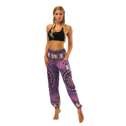 Womens Boho Pants With High Waist And Pocket Comfort
