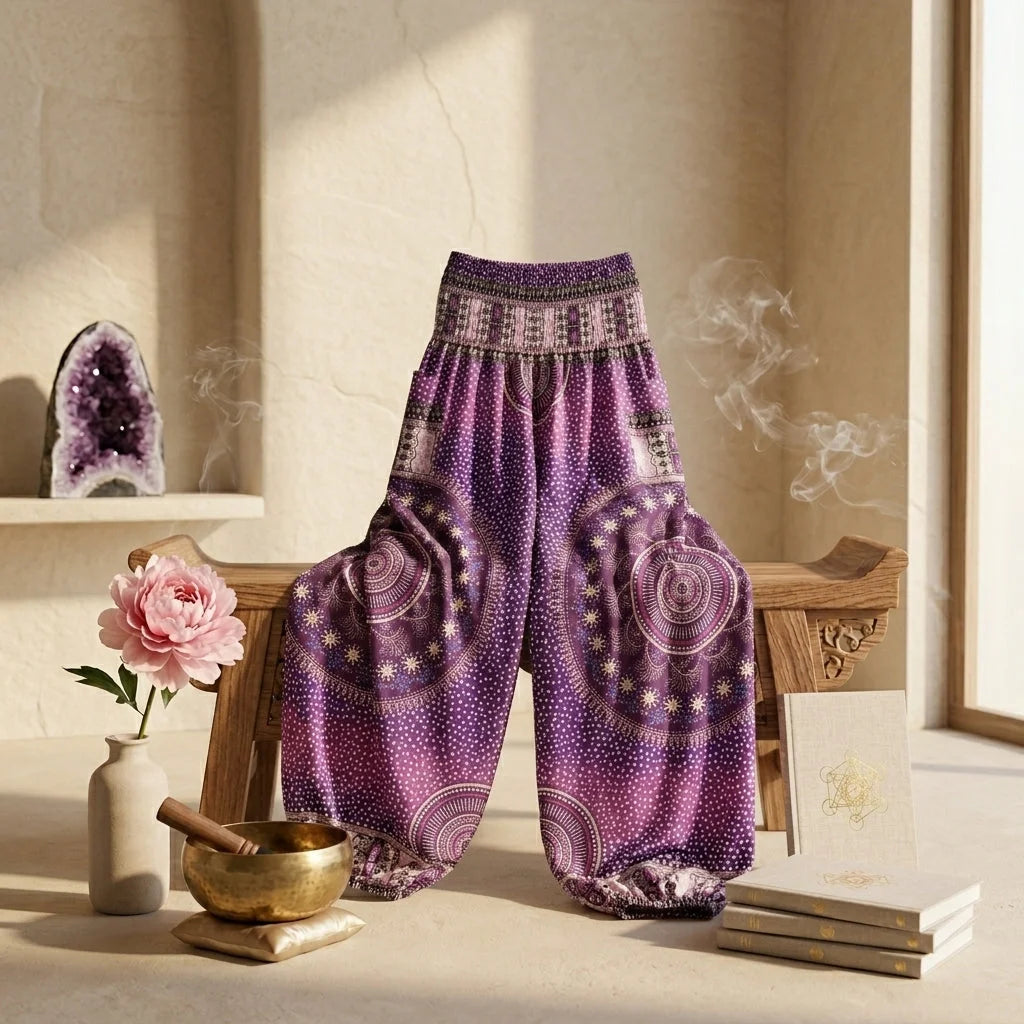 Womens Boho Pants With High Waist And Pocket Comfort
