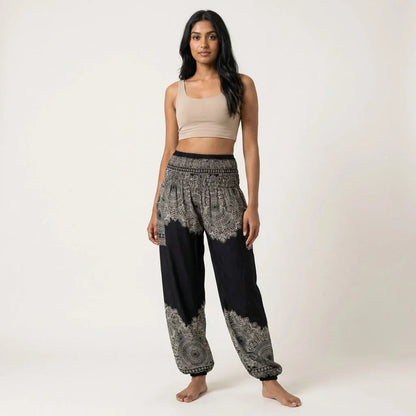 Womens Boho Pants With High Waist And Pocket Comfort