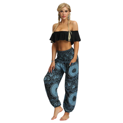 Womens Boho Pants With High Waist And Pocket Comfort