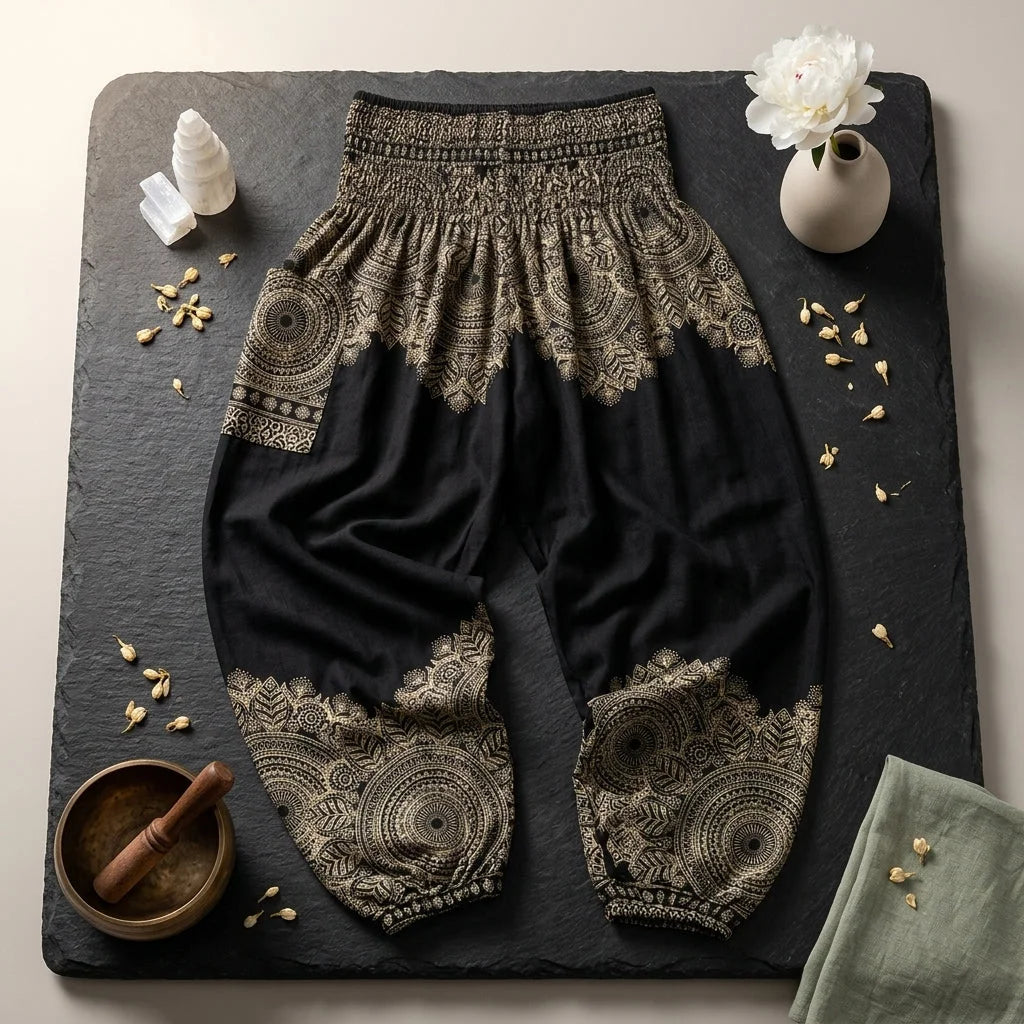 Womens Boho Pants With High Waist And Pocket Comfort