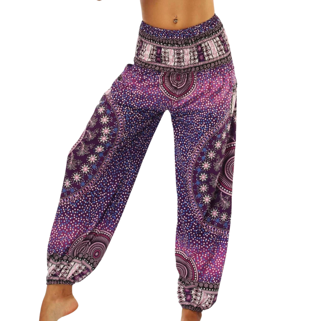 Womens Boho Pants With High Waist And Pocket Comfort - Style A / one size