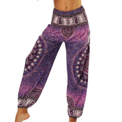 Womens Boho Pants With High Waist And Pocket Comfort - Style A / one size