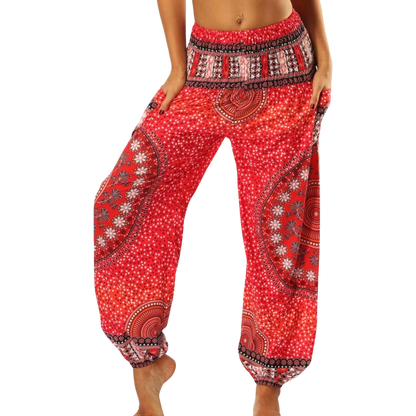 Womens Boho Pants With High Waist And Pocket Comfort - Style B / one size