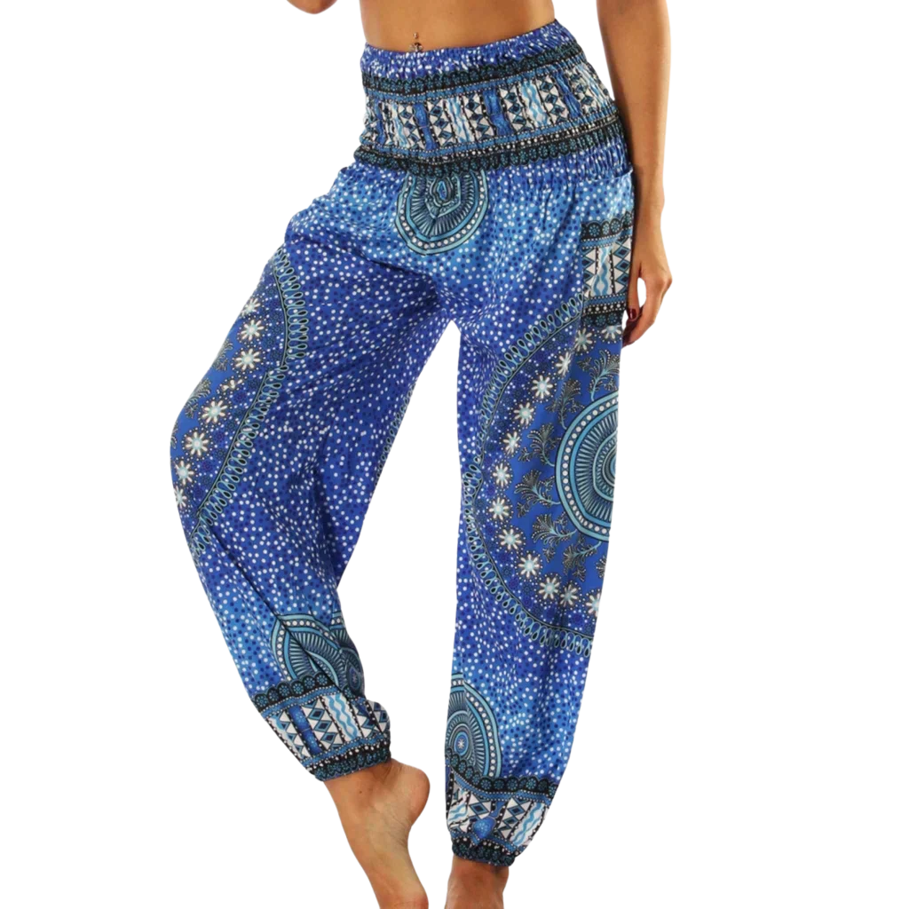 Womens Boho Pants With High Waist And Pocket Comfort - Style C / one size