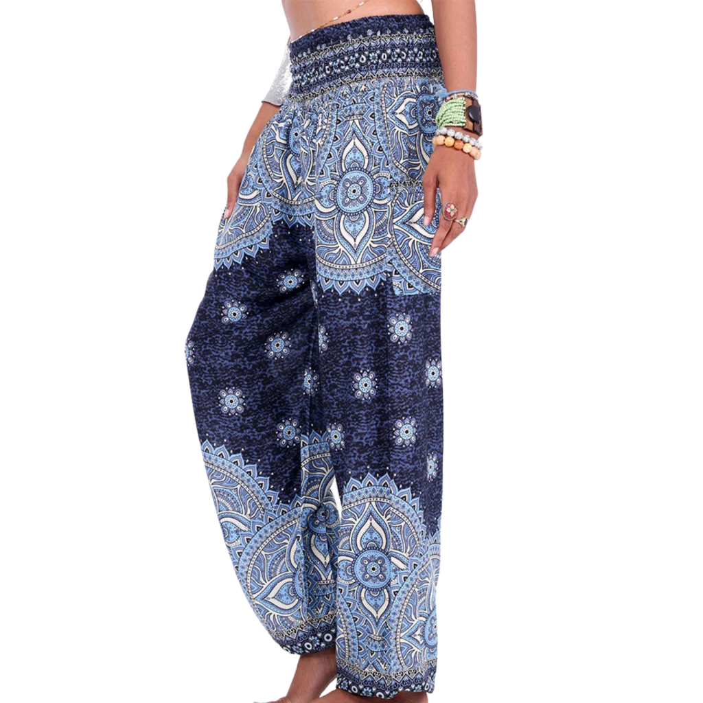 Womens Boho Pants With High Waist And Pocket Comfort - Style E / one size