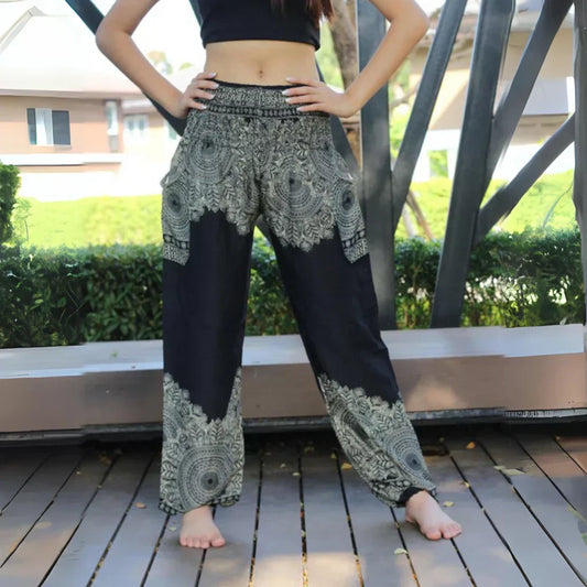 Womens Boho Pants With High Waist And Pocket Comfort - Style F / one size