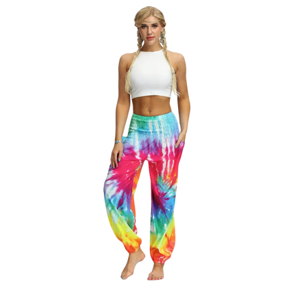 Women’s Boho Pants With High Waist Bloomers Fit - Style C / one size