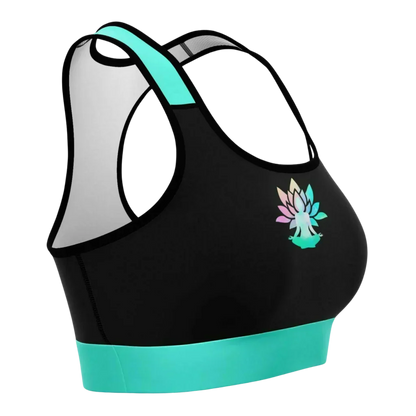 Women’s Yoga Sports Bra With Lotus Pose Graphic