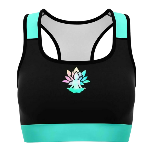 Women’s Yoga Sports Bra With Lotus Pose Graphic - XS