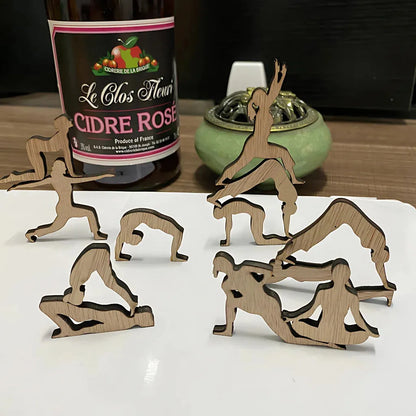 Wooden Cat Yoga Figurines For Playful Zen Vibes