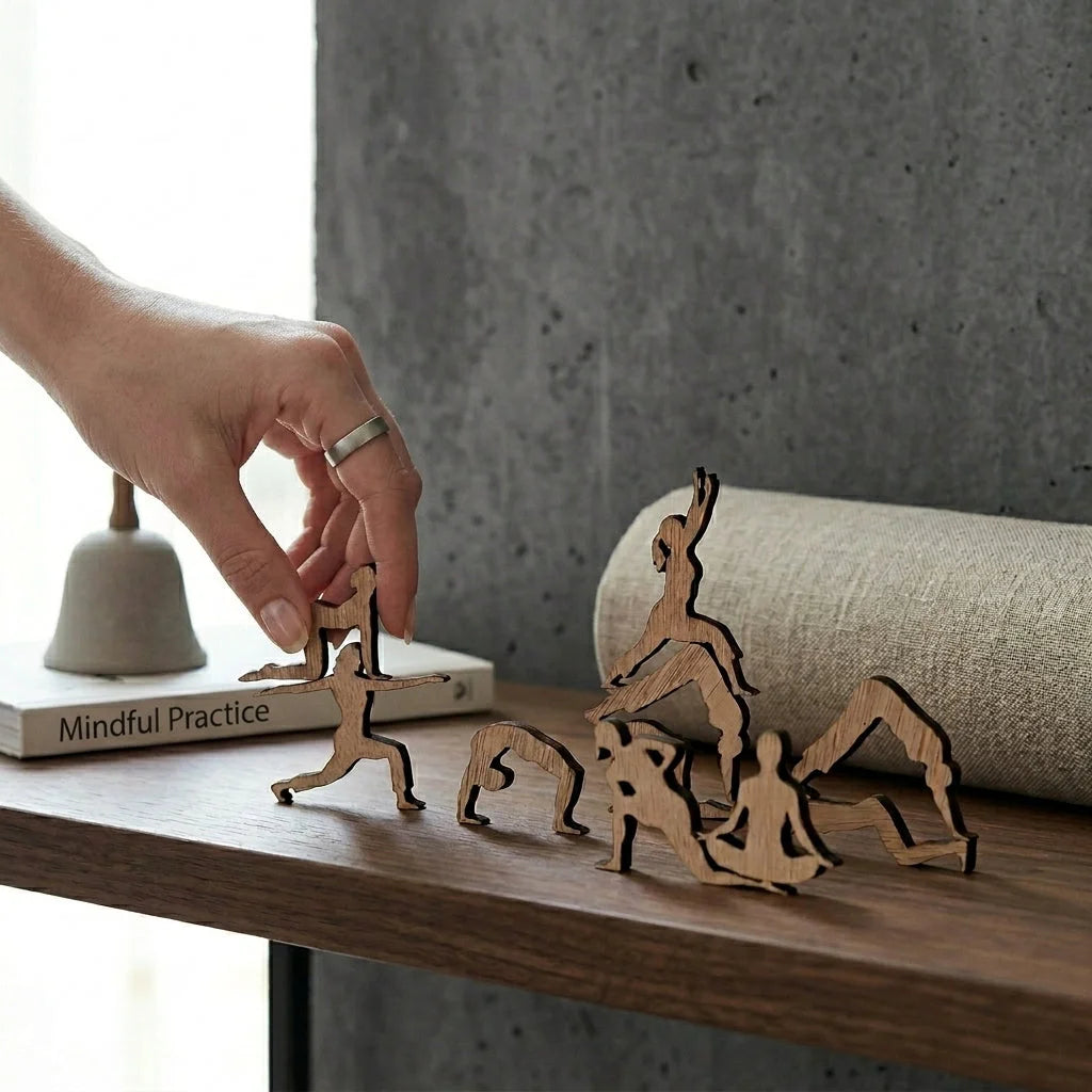 Wooden Cat Yoga Figurines For Playful Zen Vibes