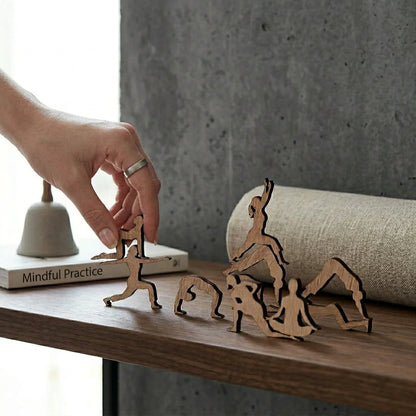 Wooden Cat Yoga Figurines For Playful Zen Vibes