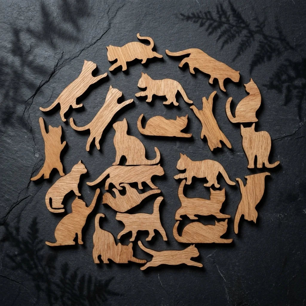 Wooden Cat Yoga Figurines For Playful Zen Vibes