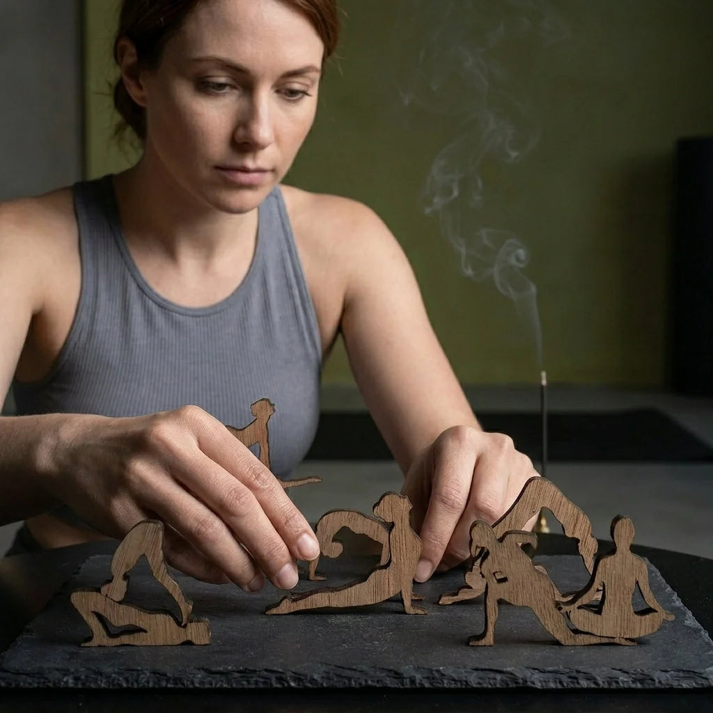 Wooden Cat Yoga Figurines For Playful Zen Vibes