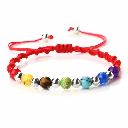 Woven Bracelets With Adjustable Copper Beads - Red / Silver