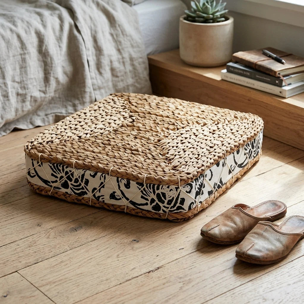 Woven Floor Ottoman Cushion For Relaxed Ritual Seating