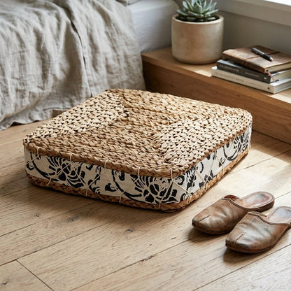 Woven Floor Ottoman Cushion For Relaxed Ritual Seating